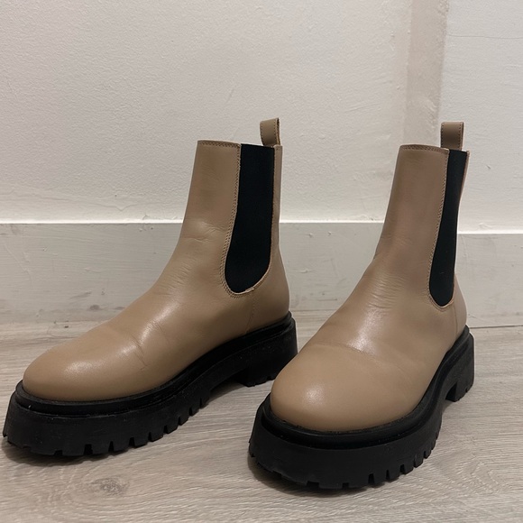 & Other Stories Chunky Leather Boots - Tan/Beige - Picture 2 of 6